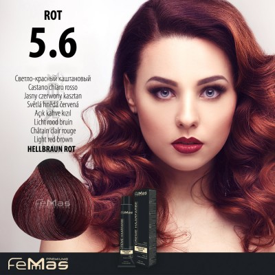 FEMMAS Barva na vlasy Světle hnědá červená 5.6